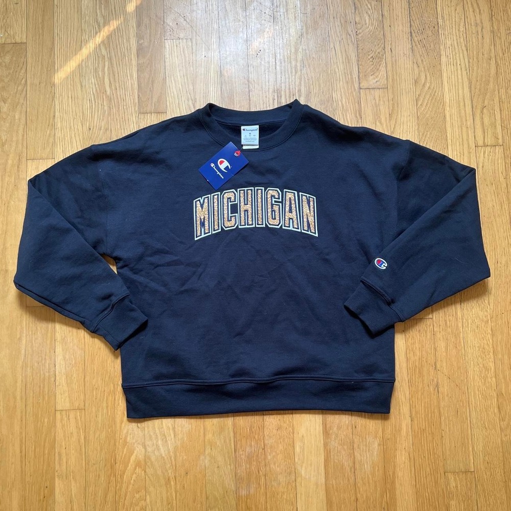 Brand New Navy Champion Michigan crewneck sweatshirt